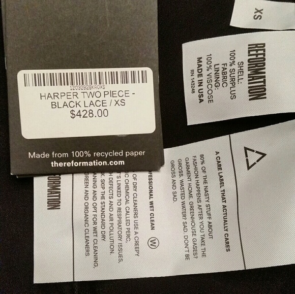 Reformation Harper Black Lace 2 Piece Set XS - Picture 4 of 4